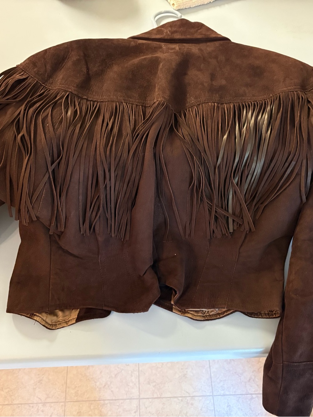 Vintage Pioneer Wear Brown Suede Leather Fringe Jacket - Picture 2 of 2